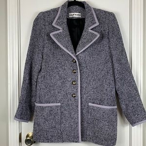 David Hayes black and lavender long sleeved blazer size 4. Gold pointed buttons